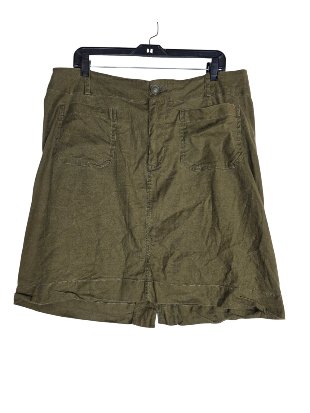 Anthropologie Olive Green Mini Skirt with Front Patch Pockets